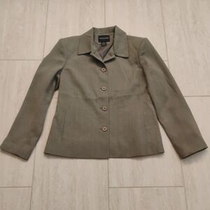 Bridgetown Collection Womens Blazer Size 8 Olive Green Four Button Career Jacket